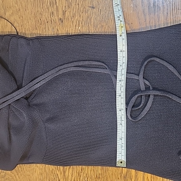 Miou Muse Ruched Bodice Knit Halter Tie Body Con Strapless Dress Small NWT - Picture 6 of 9